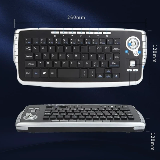 Alt view image 3 of 7 - Mini Ergonomic Keyboard Trackball Air Mouse Scroll Wheel Function 2.4G Wireless Keyboard with trackball Mouse Keyboartd Combo for Lapotp PC TV Remote Controller HTPC (Silver)