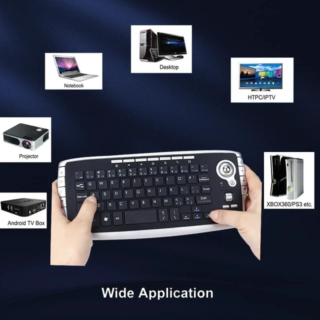 Alt view image 4 of 7 - Mini Ergonomic Keyboard Trackball Air Mouse Scroll Wheel Function 2.4G Wireless Keyboard with trackball Mouse Keyboartd Combo for Lapotp PC TV Remote Controller HTPC (Silver)