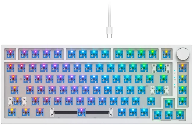 Main image of GTSP 75% Custom Barebones Keyboard Kit Gamer Blank DIY Mechanical Gaming Keyboard PCB with Gasket Hot Swappable 3pin/5pin Switch RGB for Win/Mac (V400 White Kit)