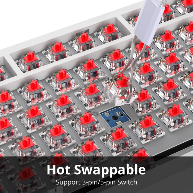 Alt view image 4 of 6 - GTSP 75% Custom Barebones Keyboard Kit Gamer Blank DIY Mechanical Gaming Keyboard PCB with Gasket Hot Swappable 3pin/5pin Switch RGB for Win/Mac (V400 White Kit)