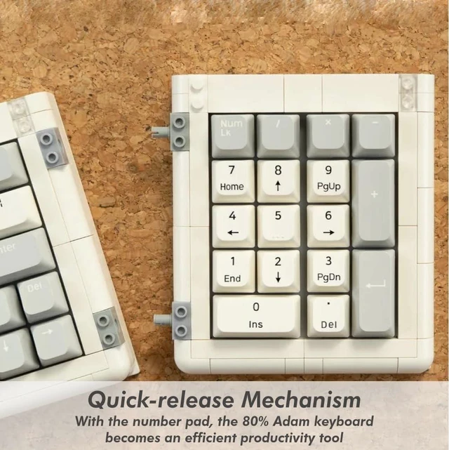 Alt view image 6 of 7 - KBDcraft 01Adam 60% Mechanical Keyboard, 64-Key ANSI, Lego-Compatible Case, Gasket Mount, Hot-swappable, Wired, Linear Switch, RGB, QMK, Vial for Win/Mac, Full Kit (Grey)