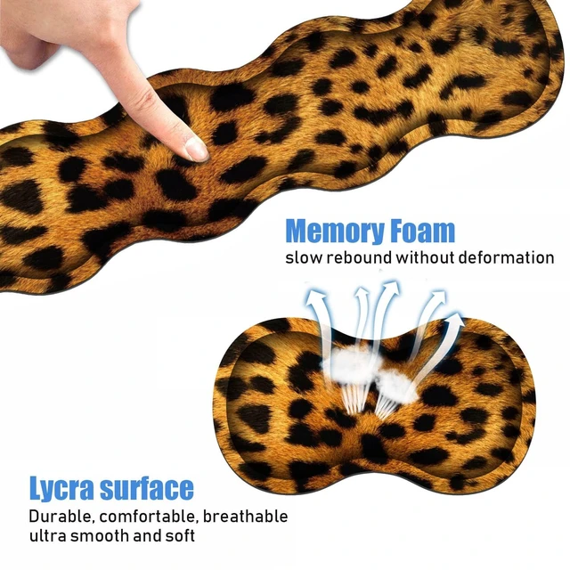 Alt view image 4 of 7 - Ergonomic Keyboard Wrist Rest and Mouse Pad Wrist Rest Set, Large XXL Gaming Mousepad 31.5"x 11.8", Memory Foam, Easy Typing Pain Relief, Multifunctional Desk Mat for Office & Home, Leopard Print