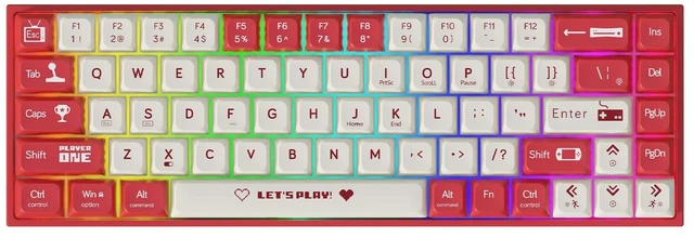 Main image of AK680 Wired Compact Mechanical Keyboard, 68 Keys Red-White Layout, Hot-Swappable Tactile Brown Switch Gaming Keyboard with Multicolor Backlight, Eva Foam Dampening, for Gaming & Typing