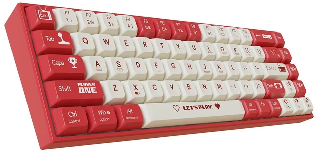 Alt view image 2 of 6 - AK680 Wired Compact Mechanical Keyboard, 68 Keys Red-White Layout, Hot-Swappable Tactile Brown Switch Gaming Keyboard with Multicolor Backlight, Eva Foam Dampening, for Gaming & Typing