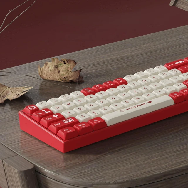 Alt view image 6 of 6 - AK680 Wired Compact Mechanical Keyboard, 68 Keys Red-White Layout, Hot-Swappable Tactile Brown Switch Gaming Keyboard with Multicolor Backlight, Eva Foam Dampening, for Gaming & Typing