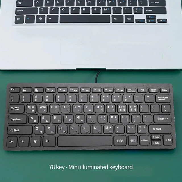 Alt view image 3 of 7 - Denash Wired Korean Keyboard, 78 Keys Spill Proof Slim Hangul Layout Keyboard, USB Plug and Play Lightweight Keypad for Computer Laptop PC