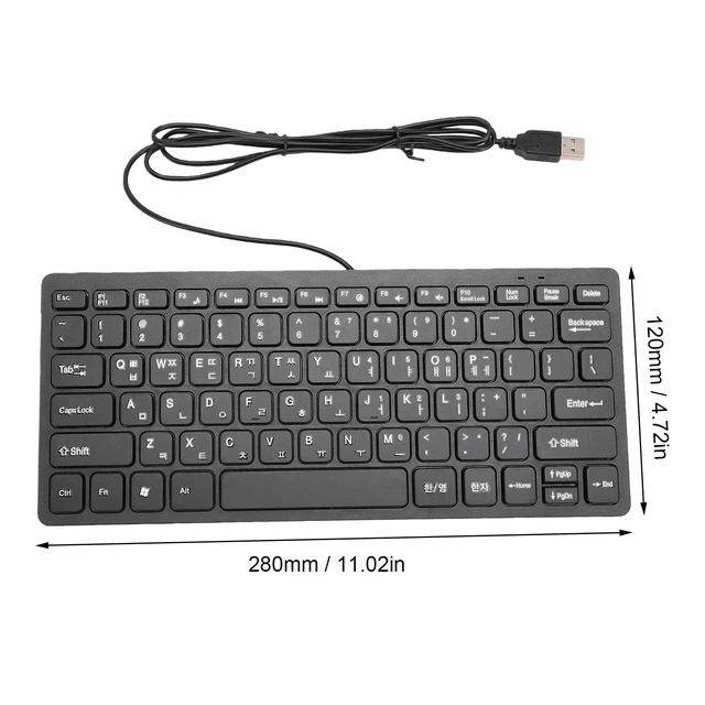 Alt view image 7 of 7 - Denash Wired Korean Keyboard, 78 Keys Spill Proof Slim Hangul Layout Keyboard, USB Plug and Play Lightweight Keypad for Computer Laptop PC