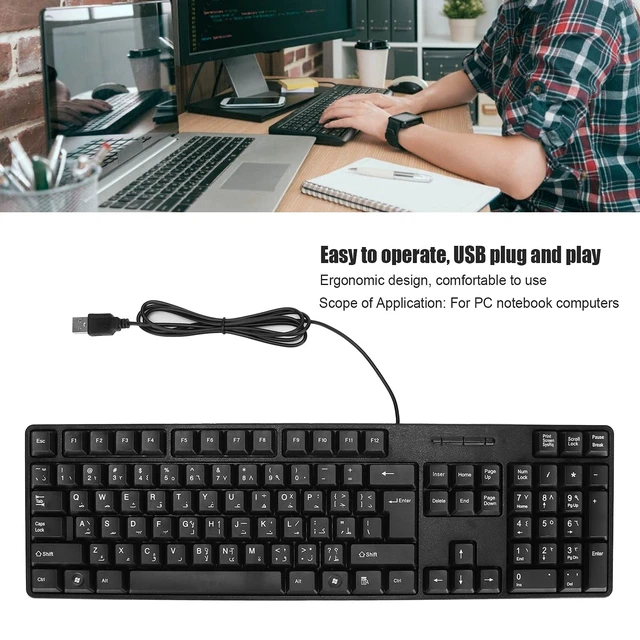 Alt view image 2 of 7 - Arabic Bilingual Keyboard - USB Wired Desktop Office Keyboard Suitable For Pc Laptop