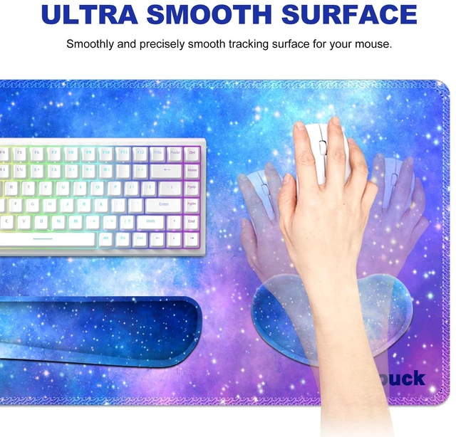 Alt view image 3 of 7 - Lauspuck Desk Mat, Gaming Mouse Pad Wrist Rest Support Combo, XXL Large Mousepad + Keyboard Wrist Support +Mouse Wrist Rest+Coaster Set with Ergonomic Design 4in1 for Home Office, Nebula Galaxy