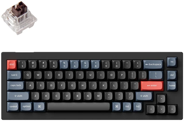 Main image of Keychron V2 Wired Custom Mechanical Keyboard, 65% Layout QMK/VIA Programmable Macro with Hot-swappable K Pro Brown Switch Compatible with Mac Windows Linux (Carbon Black - Non-Transparent)