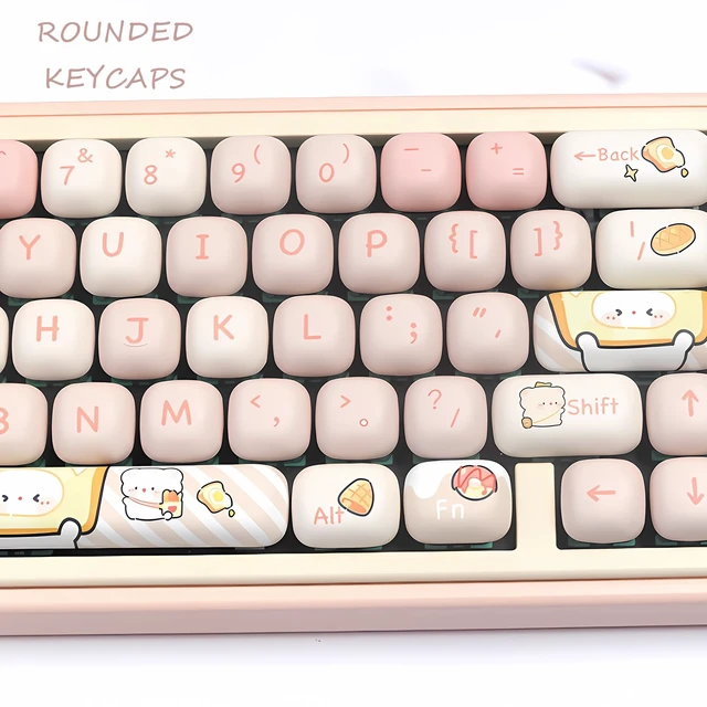 Alt view image 2 of 6 - Sumgsn PBT Cute Keycaps, Pink MOG Profile Keycap | 139 Keys Rounded Custom Keycap Set for Mx Cherry Mechanical Keyboard 60 75 100 Percent