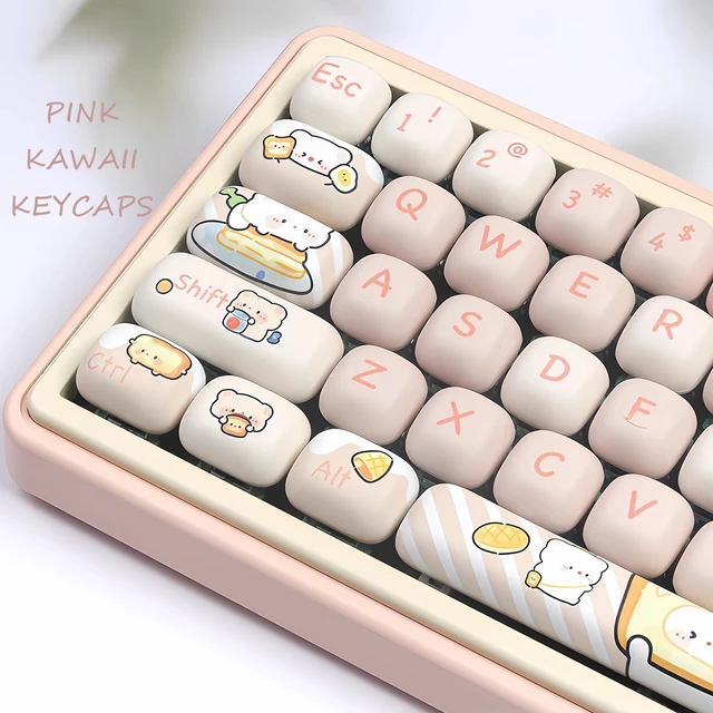 Alt view image 4 of 6 - Sumgsn PBT Cute Keycaps, Pink MOG Profile Keycap | 139 Keys Rounded Custom Keycap Set for Mx Cherry Mechanical Keyboard 60 75 100 Percent