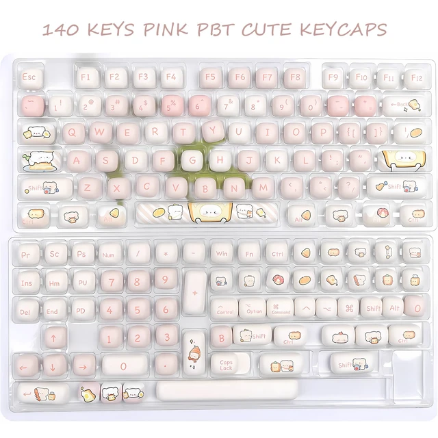 Alt view image 6 of 6 - Sumgsn PBT Cute Keycaps, Pink MOG Profile Keycap | 139 Keys Rounded Custom Keycap Set for Mx Cherry Mechanical Keyboard 60 75 100 Percent