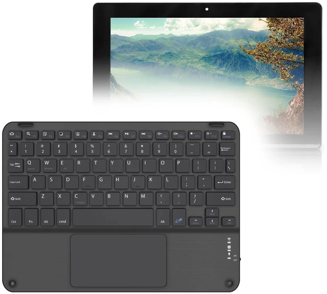 Main image of BoxWave Keyboard Compatible with Fusion5 FWIN232 Plus S1 - SlimKeys Bluetooth Keyboard with Trackpad, Portable Slim TouchPad - Jet Black