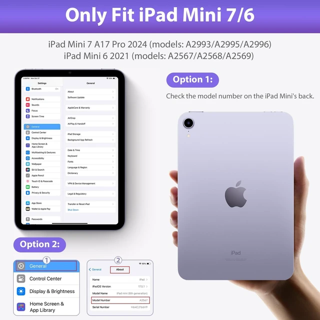 Alt view image 2 of 7 - Nsyee Keyboard Case for iPad mini 7 (A17 Pro) 2024 & Mini 6 2021, 8.3 Inch Tablet Keyboard Cases with Pencil Holder, Auto Sleep/Wake, Detachable Keyboard Cover for iPad mini 7th/6th Gen, Purple