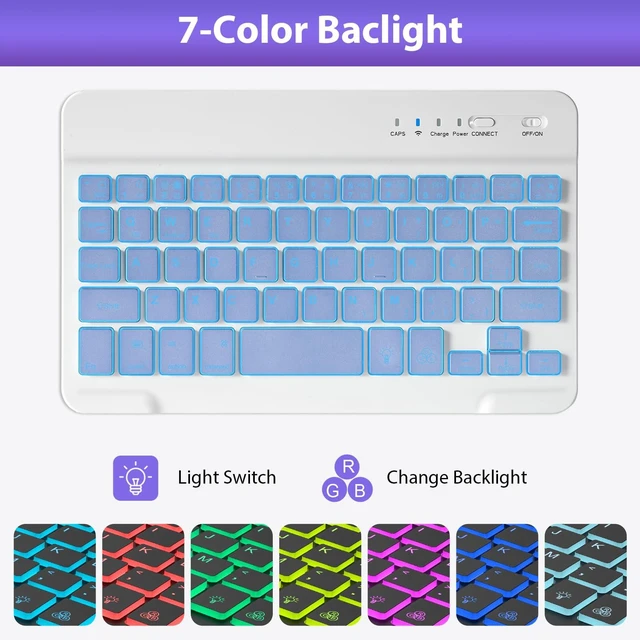 Alt view image 4 of 7 - Nsyee Keyboard Case for iPad mini 7 (A17 Pro) 2024 & Mini 6 2021, 8.3 Inch Tablet Keyboard Cases with Pencil Holder, Auto Sleep/Wake, Detachable Keyboard Cover for iPad mini 7th/6th Gen, Purple
