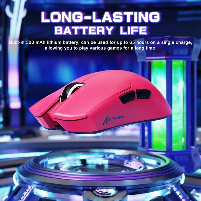 Alt view image 7 of 7 - ATTACK SHARK X11 SE Ultra-Light Wireless Gaming Mouse,Berry Red | Tri-Modes BT5.2/Type-C Wired/2.4G, PixArt PAW3311 Gaming Sensor, 22KDPI, 5 Programmable Buttons, For Laptop, PC, Mac Gamer