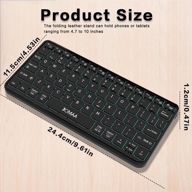 Alt view image 3 of 7 - JOMAA Bluetooth Travel Foldable Keyboard with Dual Device Pairing, RGB Backlit Keys, Long Battery Life Portable Keypad with Any-Angle Stand for Smartphones, Tablets, iOS,Android iPad, and Phones