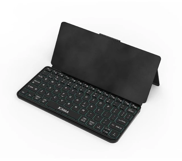 Main image of JOMAA Bluetooth Travel Foldable Keyboard with Dual Device Pairing, RGB Backlit Keys, Long Battery Life Portable Keypad with Any-Angle Stand for Smartphones, Tablets, iOS,Android iPad, and Phones