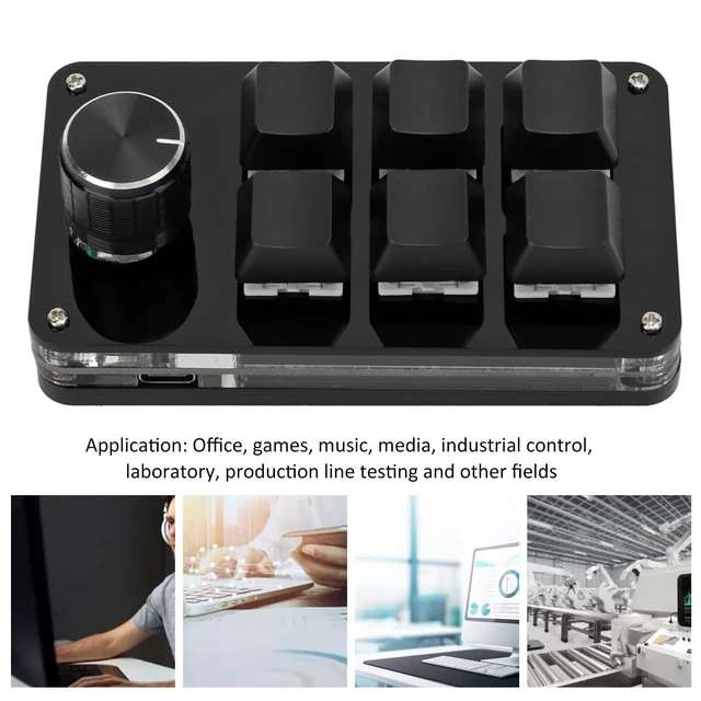 Alt view image 2 of 7 - Yoidesu 6 Key Mini Keypad with Knob, Multifunctional Programmable Macro Keyboard, with 6 Fully Programmable Keys, DIY Mechanical Keyboard for Game(Full Black)