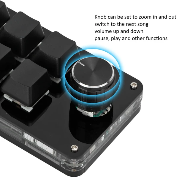 Alt view image 3 of 7 - Yoidesu 6 Key Mini Keypad with Knob, Multifunctional Programmable Macro Keyboard, with 6 Fully Programmable Keys, DIY Mechanical Keyboard for Game(Full Black)