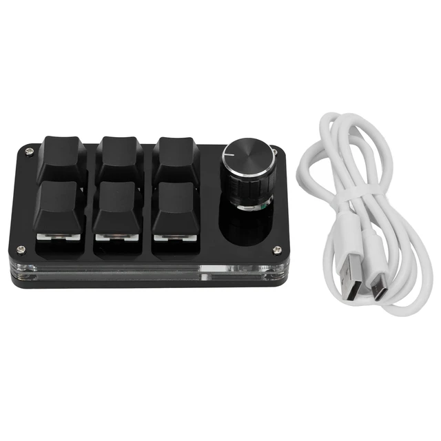 Alt view image 7 of 7 - Yoidesu 6 Key Mini Keypad with Knob, Multifunctional Programmable Macro Keyboard, with 6 Fully Programmable Keys, DIY Mechanical Keyboard for Game(Full Black)