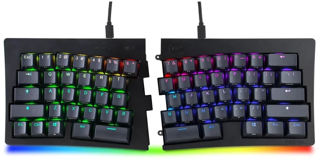 Main image of BAROCCOMiSTEL MiSTEL MD600 Alpha BT RGB, Split Keyboard, Ergonomic Mechanical Keyboard, 60%, PBT Double Shot Keycap (Transparent), Bluetooth5.0, Mac/Windows OS Compatible (Silent Red)