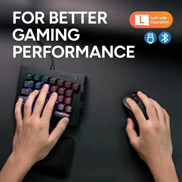 Alt view image 6 of 7 - BAROCCOMiSTEL MiSTEL MD600 Alpha BT RGB, Split Keyboard, Ergonomic Mechanical Keyboard, 60%, PBT Double Shot Keycap (Transparent), Bluetooth5.0, Mac/Windows OS Compatible (Silent Red)