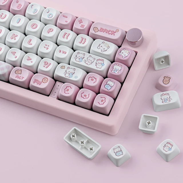 Alt view image 4 of 7 - TYRIXKI PBT Cute Kitty-cat Keycaps Set 140 Keys MOA Profile Keycaps | Dye-Sublimation Custom Keycap for Cherry Gateron MX Switches Mechanical Keyboards