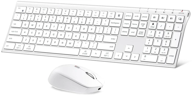 Main image of iClever BK10 Max Bluetooth Keyboard and Mouse Combo for Mac, Silver | 3-Device Bluetooth Switching, Full-Size Layout with Numeric Keypad, Ultra-Slim, Rechargeable Wireless Set for MacBook Pro/Air