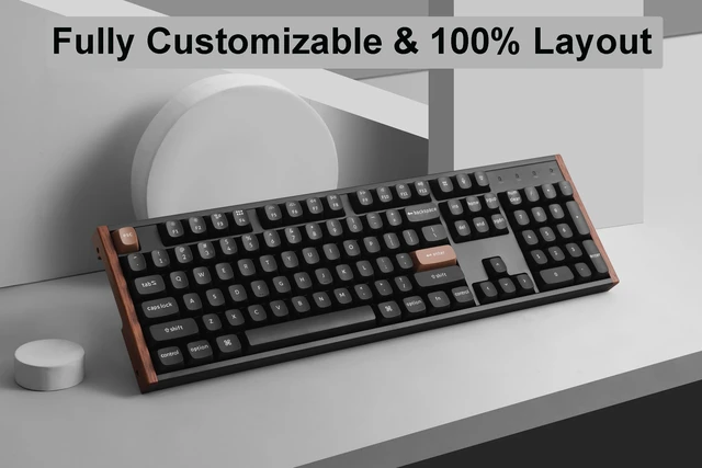 Alt view image 3 of 7 - Keychron K10 HE QMK Wireless Gaming Custom Mechanical Keyboard, 2.4 GHz/Bluetooth/Wired Full-Size Hot-Swappable Programmable RGB Backlit Gateron Magnetic Switches, Wood Frame-Black