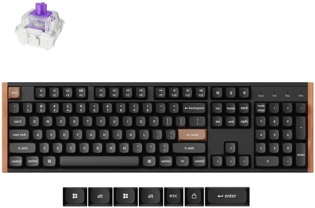 Main image of Keychron K10 HE QMK Wireless Gaming Custom Mechanical Keyboard, 2.4 GHz/Bluetooth/Wired Full-Size Hot-Swappable Programmable RGB Backlit Gateron Magnetic Switches, Wood Frame-Black