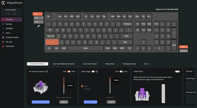 Alt view image 7 of 7 - Keychron K10 HE QMK Wireless Gaming Custom Mechanical Keyboard, 2.4 GHz/Bluetooth/Wired Full-Size Hot-Swappable Programmable RGB Backlit Gateron Magnetic Switches, Wood Frame-Black