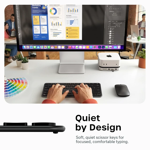 Alt view image 5 of 7 - Satechi Slim EX1 Wireless Keyboard, 4-in-1 Connectivity, Space Black | 3 Bluetooth plus 2.4 GHz, instant OS remap, rechargeable battery, for Mac, Windows, Android