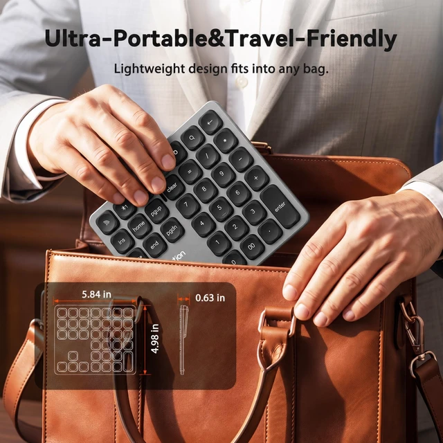 Alt view image 7 of 7 - MEETION 36-Key Wireless Numeric Keypad, Bluetooth Number Pad for Laptop | 36-key wireless number pad with 2.4G/dual Bluetooth, scissor keys and extra keys for faster number-heavy work.
