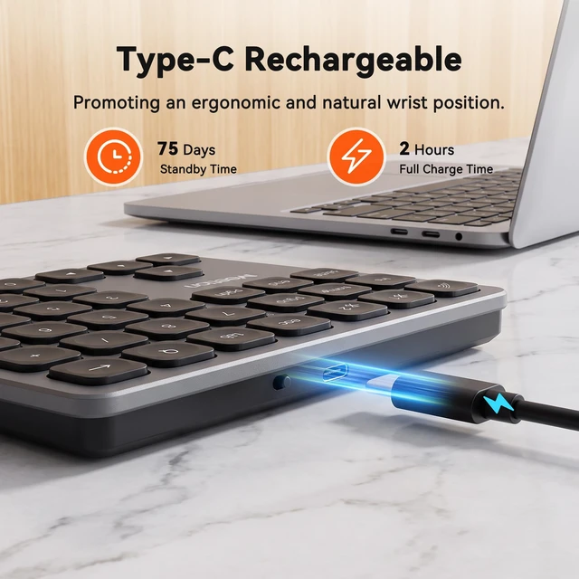 Alt view image 4 of 7 - MEETION 36-Key Wireless Numeric Keypad, Bluetooth Number Pad for Laptop | 36-key wireless number pad with 2.4G/dual Bluetooth, scissor keys and extra keys for faster number-heavy work.