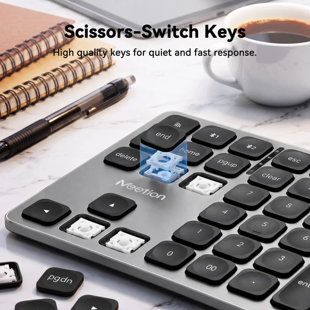 Alt view image 5 of 7 - MEETION 36-Key Wireless Numeric Keypad, Bluetooth Number Pad for Laptop | 36-key wireless number pad with 2.4G/dual Bluetooth, scissor keys and extra keys for faster number-heavy work.