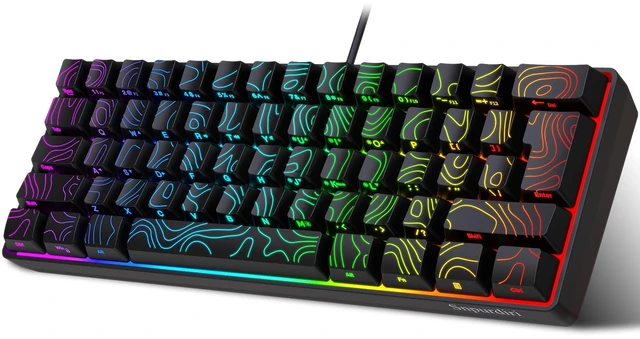 Main image of Snpurdiri 60% Wired Gaming Keyboard 61 Keys RGB (Contour Line-Black) | Backlit Small Gaming Keyboard Ultra-Compact for PC/Mac Gamer, Typist, Travel, Easy to Carry on Business Trip