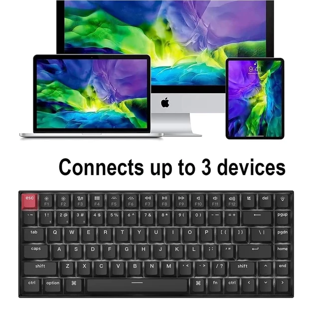 Alt view image 4 of 7 - Keychron K2 QMK Wireless Mechanical Gaming Keyboard, 75% Layout with Super Brown Switch, White LED Backlight Rechargeable Wired Bluetooth Professional Office Keyboard for Mac/Windows, Version 3