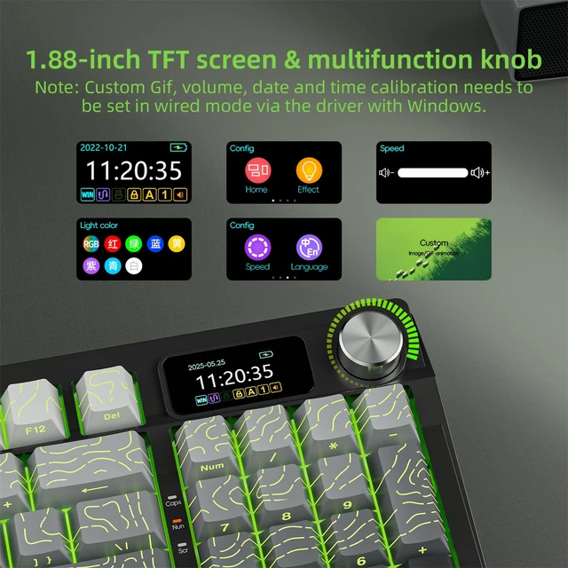 Alt view image 3 of 7 - DRAOZA Kutethy Wireless Mechanical Keyboard,Pre-lubed Switches,Gasket Structure,Tri-Mode BT/2.4GHz/USB-C Hot Swappable,Gradient Topographic KeyCaps,RGB Backlit Gaming Keyboard(Kailh Box White Switch)