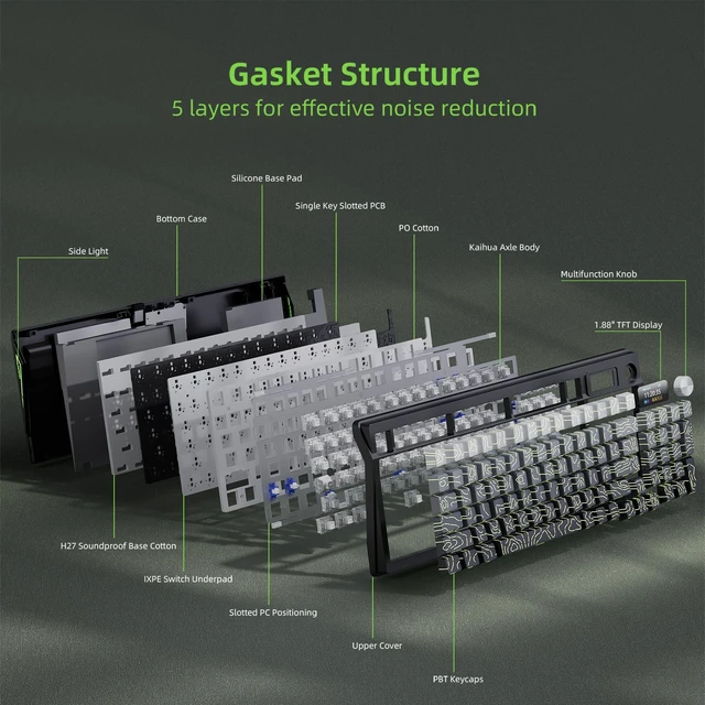 Alt view image 7 of 7 - DRAOZA Kutethy Wireless Mechanical Keyboard,Pre-lubed Switches,Gasket Structure,Tri-Mode BT/2.4GHz/USB-C Hot Swappable,Gradient Topographic KeyCaps,RGB Backlit Gaming Keyboard(Kailh Box White Switch)