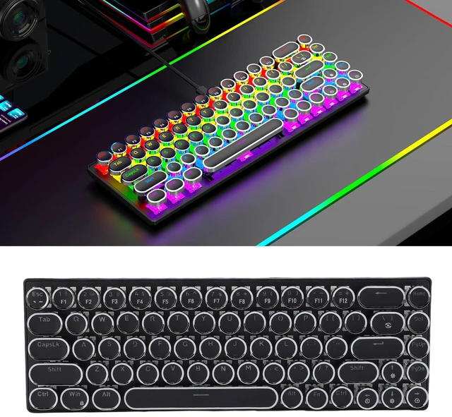Alt view image 4 of 7 - Depisuta Mechanical Gaming Keyboard, 68 Key RGB Backlit Wired Mechanical Keyboard with Blue Switch, Retro Typewriter Round Keycaps, Plug and Play, for Home Ofiice (Black)