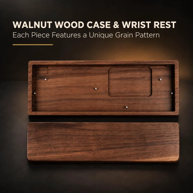 Alt view image 6 of 6 - SZRKBD Wal60 HE Hall Effect Gaming Keyboard Magnetic Switch | Hot Swappable, Rapid Trigger Mode, 8000Hz Polling Rate, Adjustable Actuation, Walnut Wood Case & Ergonomic Wrist Rest