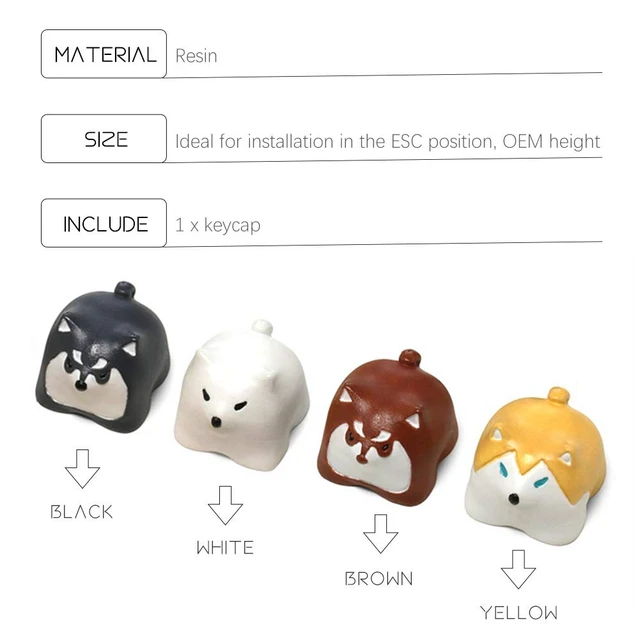 Alt view image 5 of 7 - Kelendle Personalized Cute Dog Resin Keycap OEM Profile Keycap Esc Keycap for Mechanical Keyboard MX Switch R4 (Black)