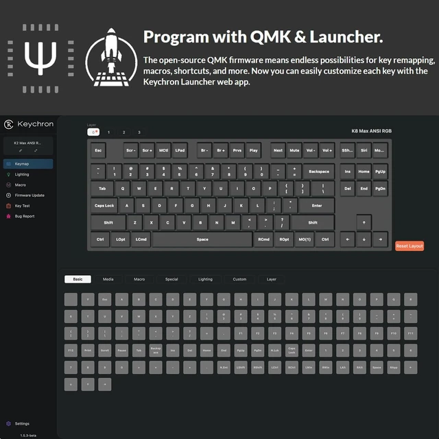 Alt view image 3 of 7 - Keychron K8 Max QMK Wireless Custom Mechanical Keyboard, TKL 80% Layout Bluetooth 5.1/2.4G/USB-C Programmable, White Backlit Super Banana Switch NKRO Gaming Keyboard for Mac/Windows/Gamers