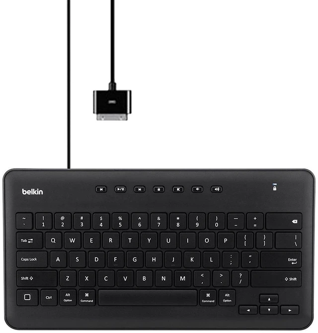 Main image of Belkin MFi Certified Secure Wired Keyboard with 30-Pin Connector for iPad 3/2 (B2B125)