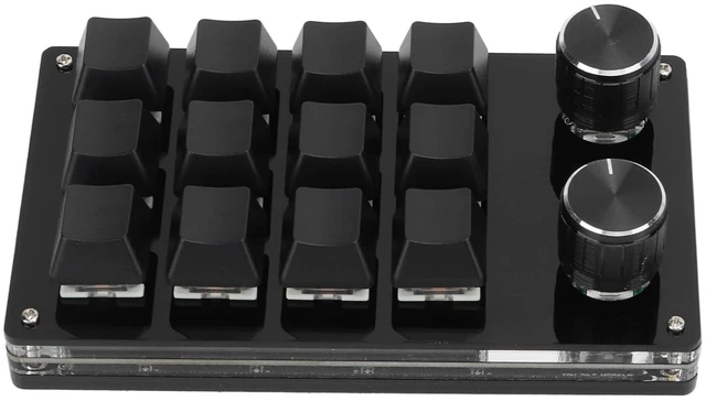 Main image of 12 Key Mini Keyboard One Handed Mechanical Gaming Keyboard, Multifunctional Shortcut Programmable Macro Keyboards with Button for Vista Macos (Black)