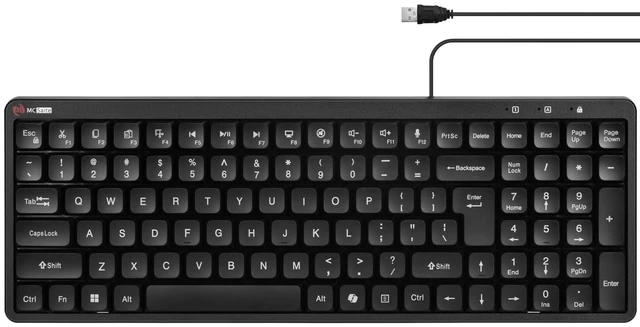 Main image of MC-519 Full Size Wired Keyboard USB Plug-and-Play Windows - Black | Full-size keyboard, Media Hotkeys, Foldable Stands, Windows PC and laptops compatible