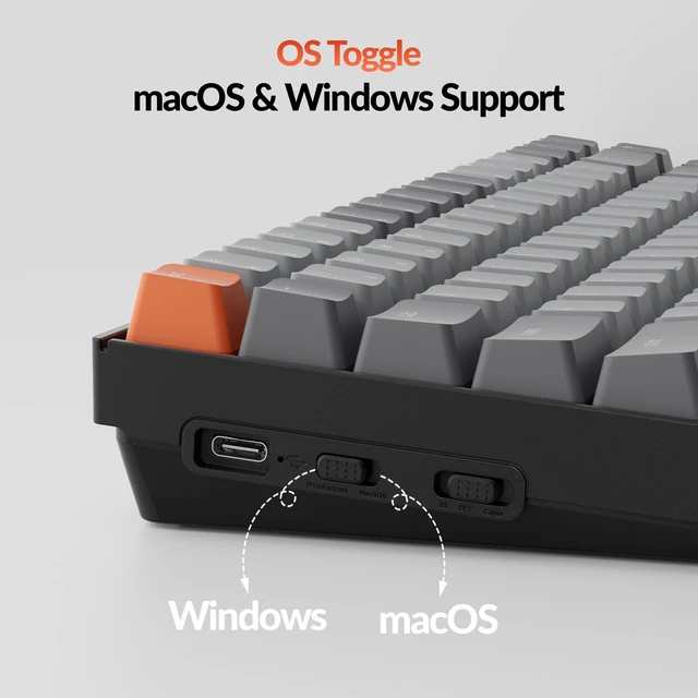 Alt view image 3 of 7 - Keychron K2 75% Wireless Mechanical Keyboard, Silent K Pro Red Switch | Bluetooth, Gaming Keyboard, White LED Backlit, USB C, Anti Ghosting, N-Key Rollover, 84 Keys, Mac Windows - Version 2