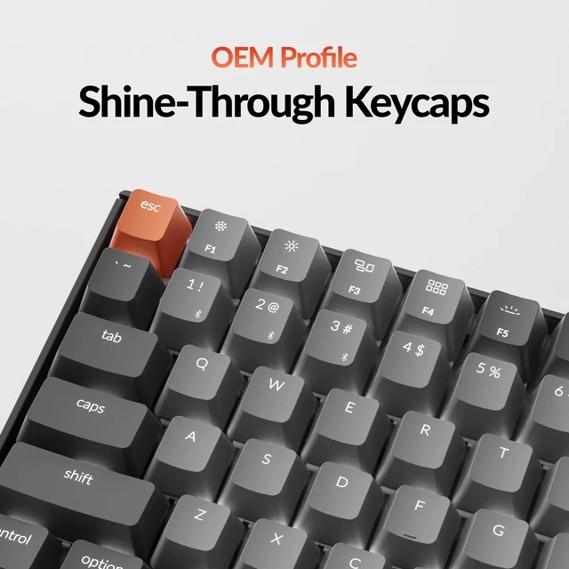 Alt view image 6 of 7 - Keychron K2 75% Wireless Mechanical Keyboard, Silent K Pro Red Switch | Bluetooth, Gaming Keyboard, White LED Backlit, USB C, Anti Ghosting, N-Key Rollover, 84 Keys, Mac Windows - Version 2